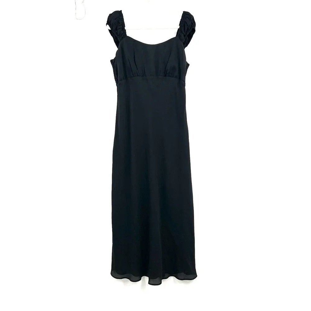 Abercrombie & Fitch retro y2k black maxi dress whimsigoth witchy empire waist XL